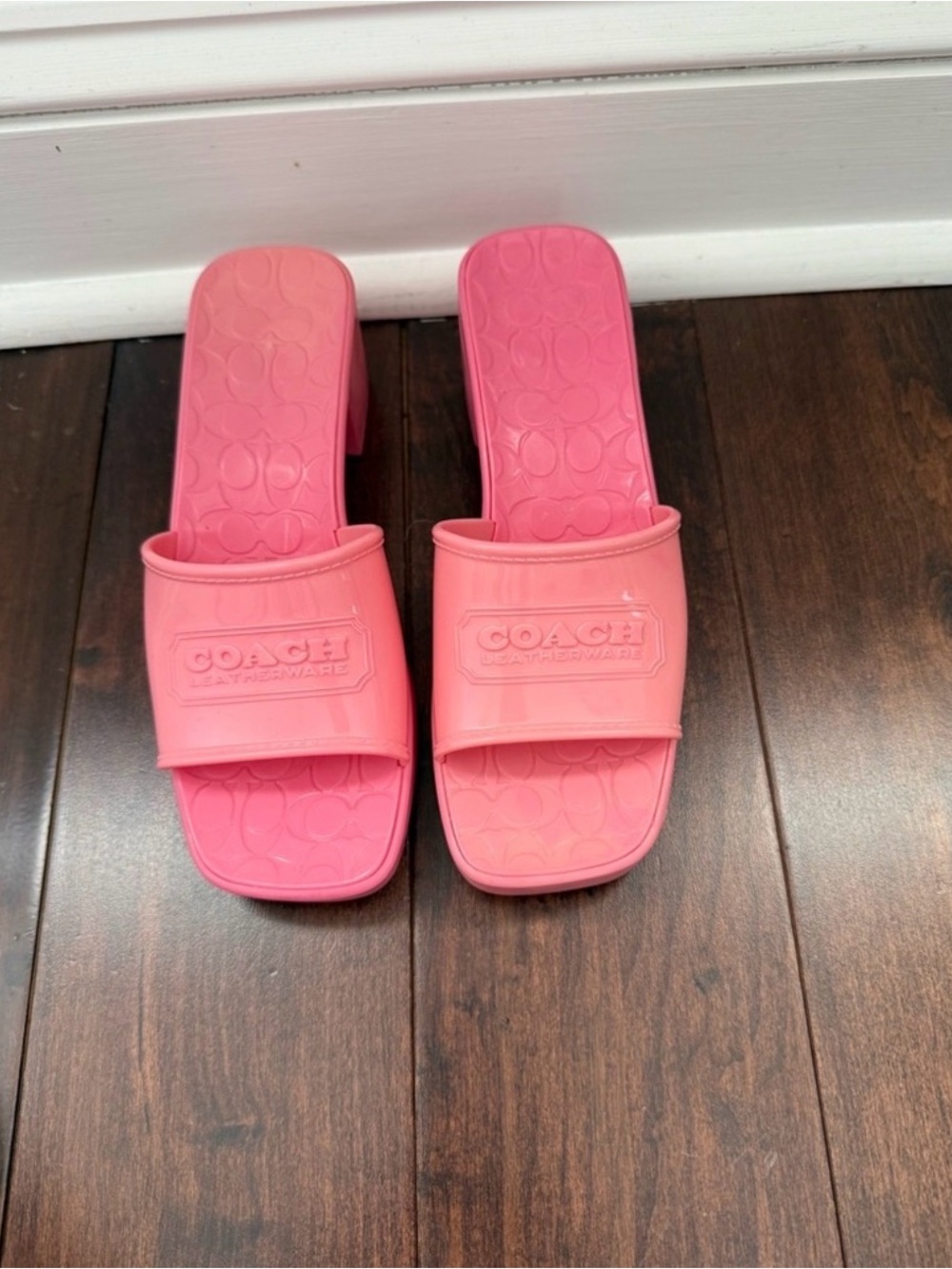 Coach Pink Chunky Heel Slide Mules - Picture 2 of 4